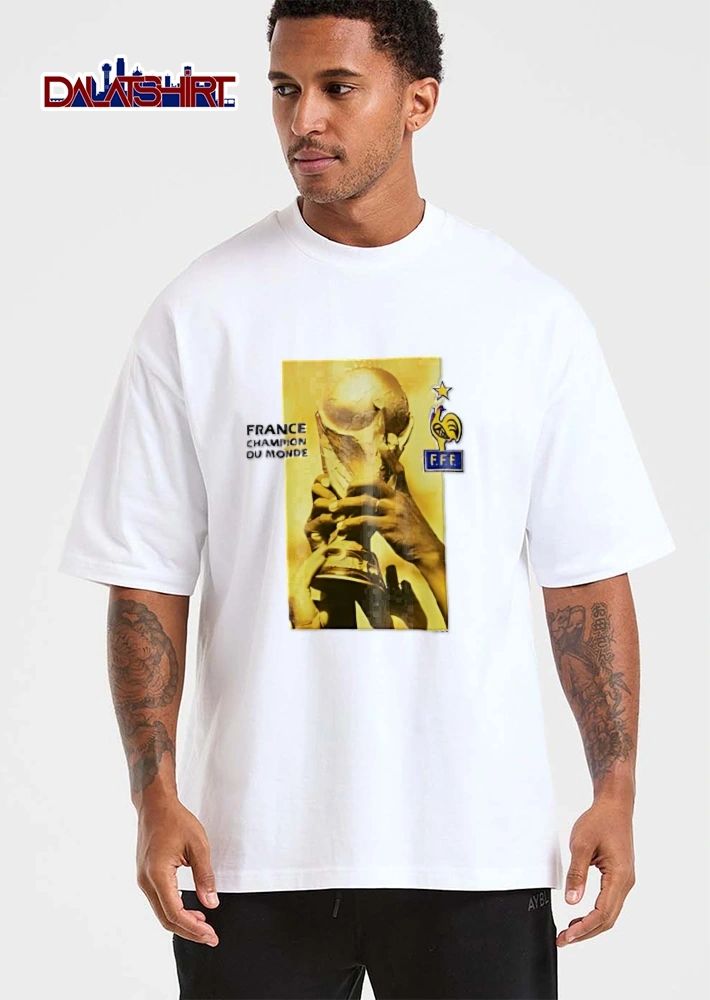 France Champion Du Monde FFF Hands Holding World Cup Trophy One Star Logo shirt