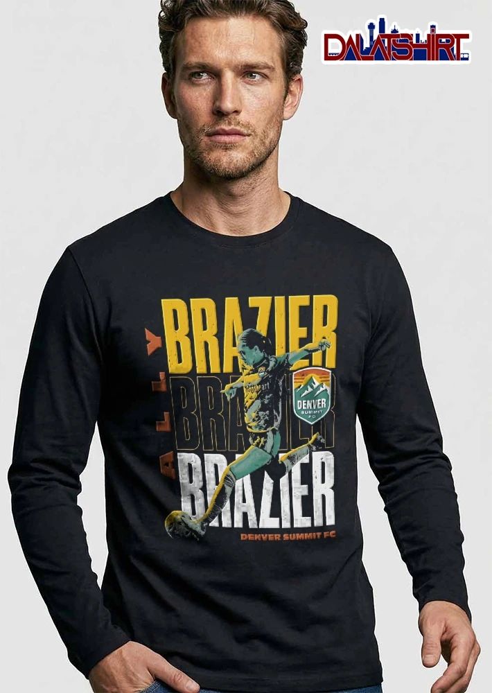 Denver Summit Fc Ally Brazier Female Soccer Player Kicking Ball Crest Distressed Typography shirt