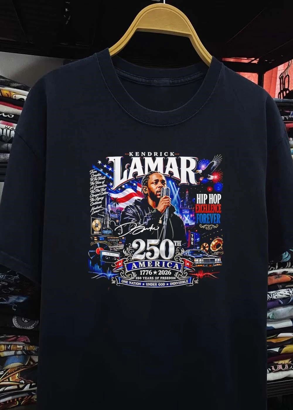 Kendrick Lamar Hip Hop Excellence Forever 250th America Of Freedom One Nation Under God Indivisible Singing Shirt