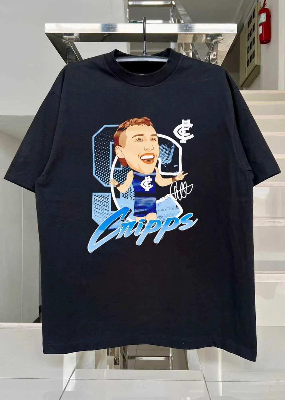 Carlton FC Legend Patrick Cripps Caricature Graphic T-Shirt