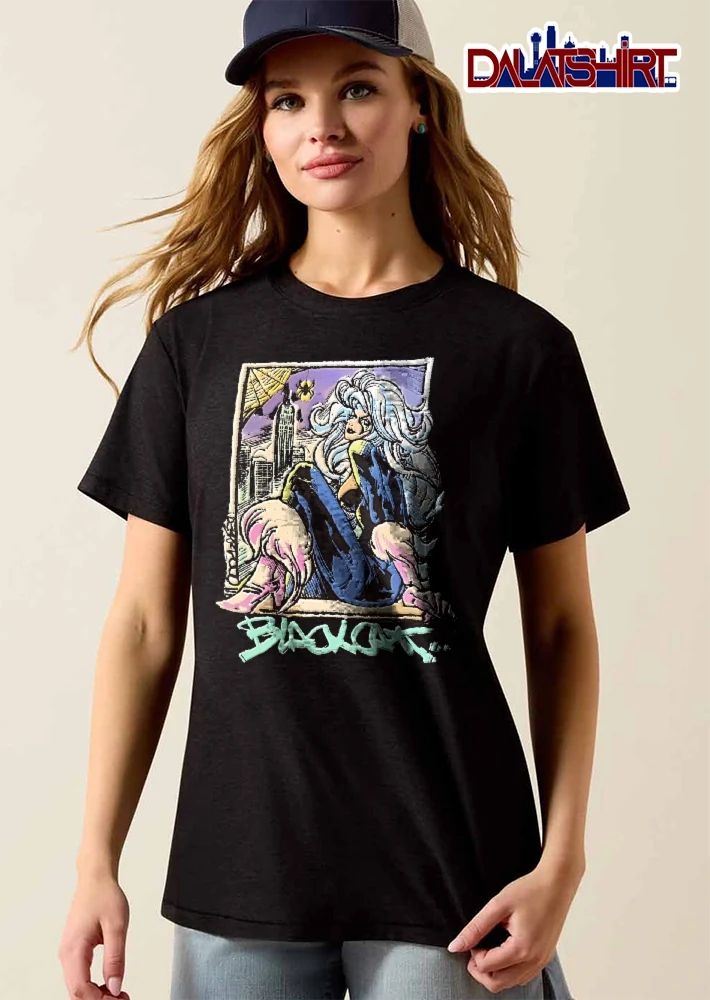 Black Cat Desarbo Woman Sitting On Ledge City Skyline shirt