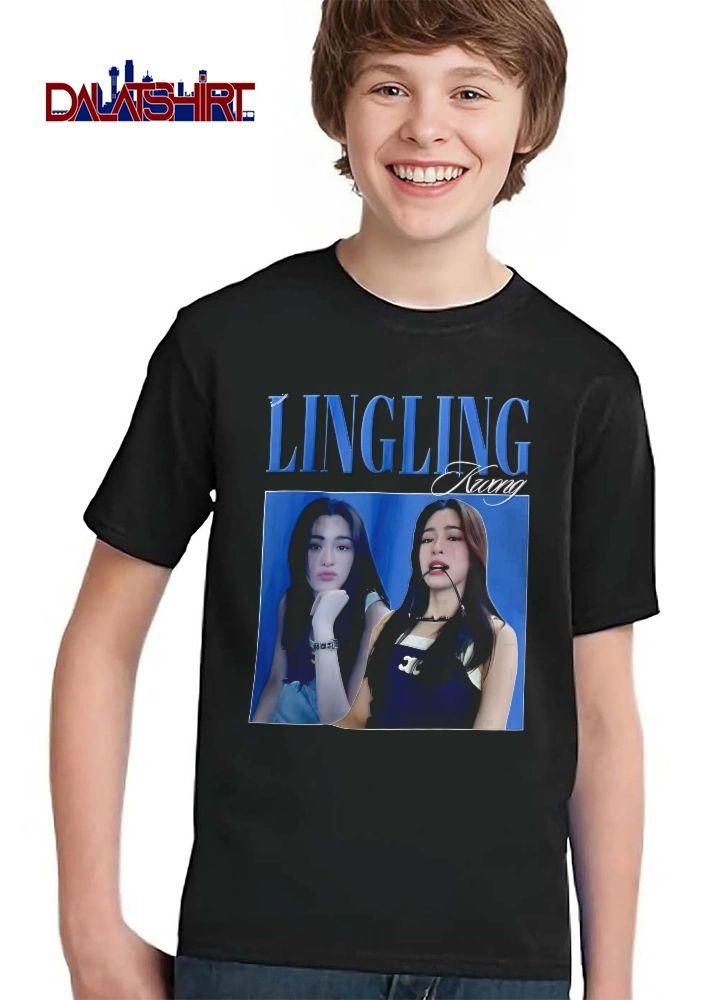 Lingling Kwong Dual Female Photo Collage Blue Background Bootleg shirt