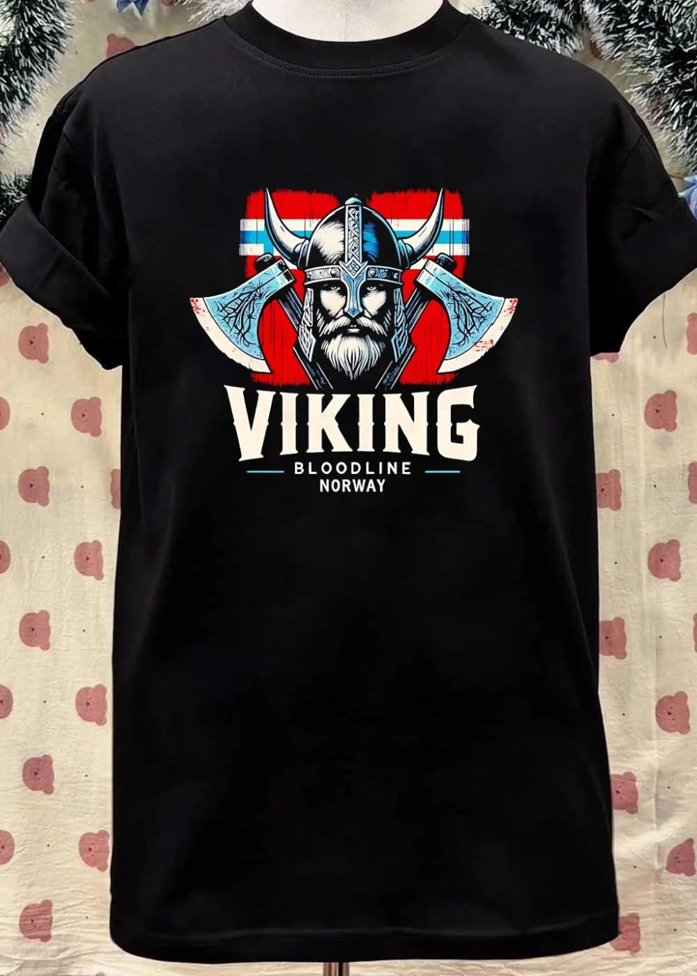 Viking Bloodline Norway Viking Warrior With Crossed Axes T-Shirt