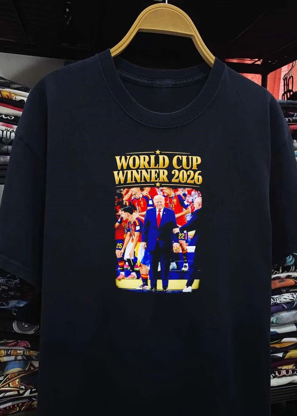 Celebrity Apparel Donald Trump Standing with Spain Soccer Team World Cup Winner