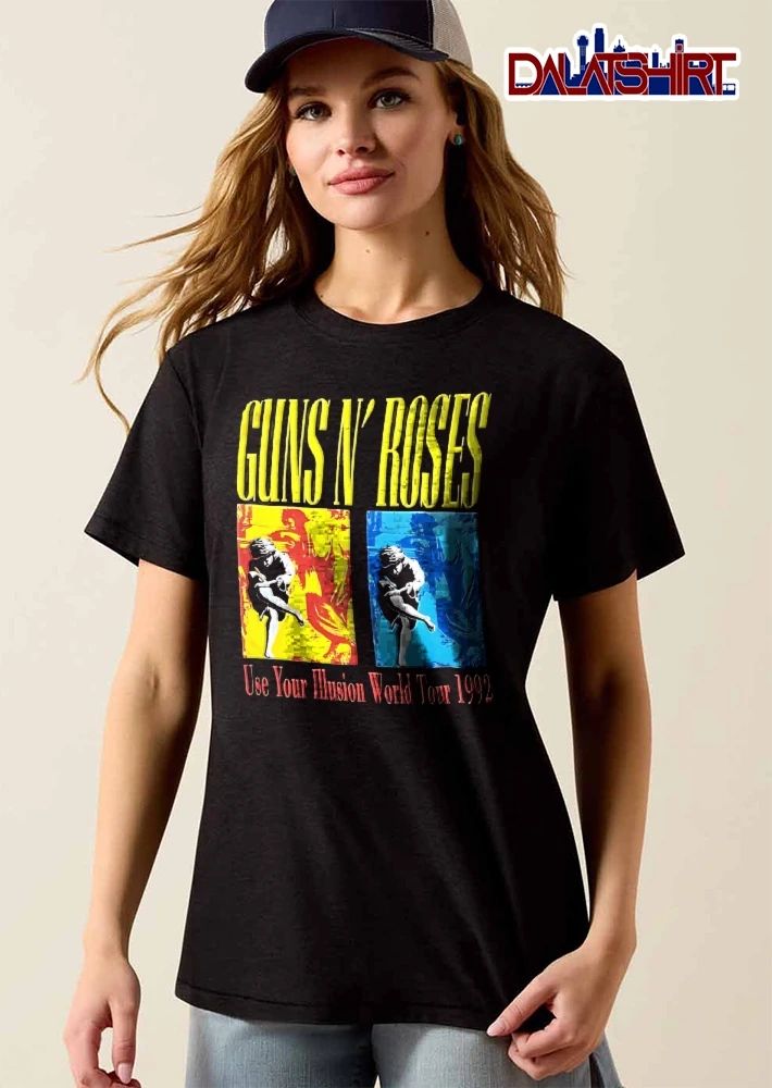 Guns And Roses Use Your Illusion World Tour 1992 Red Yellow Blue Album Art Panels shirt