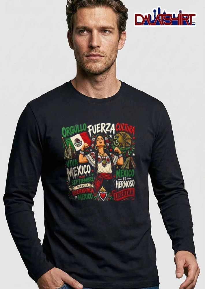 Orgullo Fuerza Cultura Viva Mexico 16 De Septiembre Dia LA Independencia Flexing Woman Flag Eagle Pyramid shirt