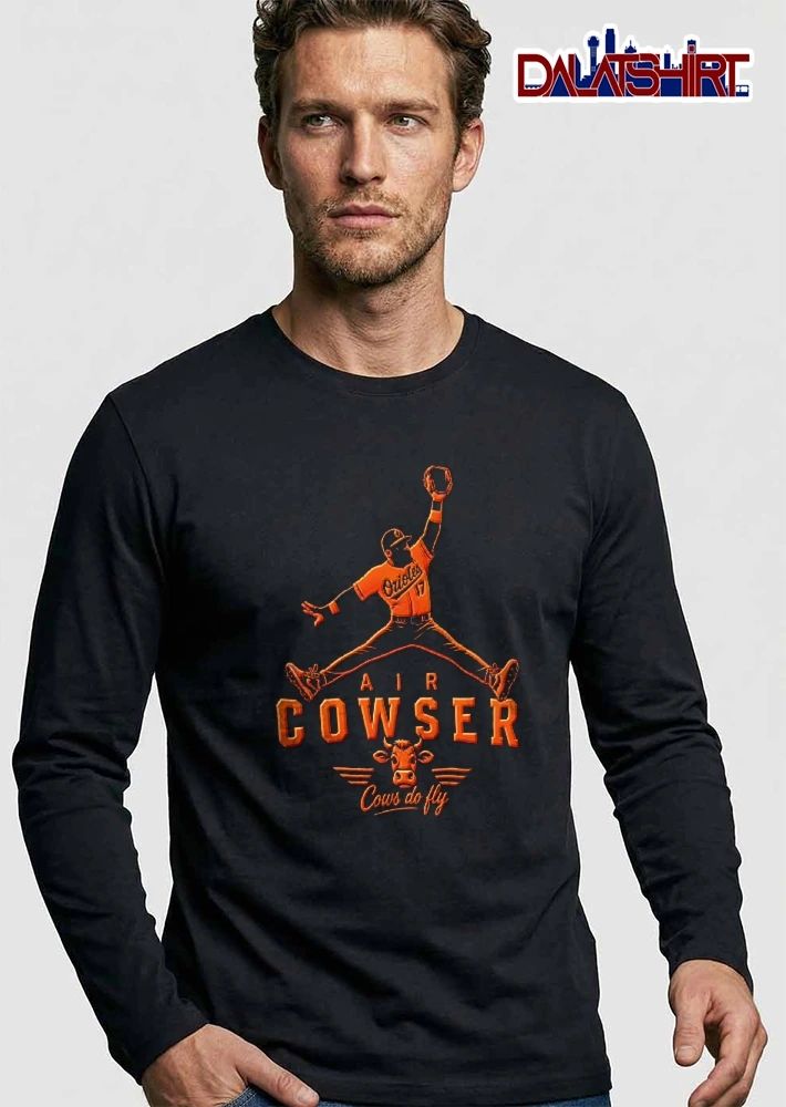 Baltimore Orioles MLB Air Cowser Cows Do Fly Jumping Baseball Player Jumpman Pose Steer Head shirt