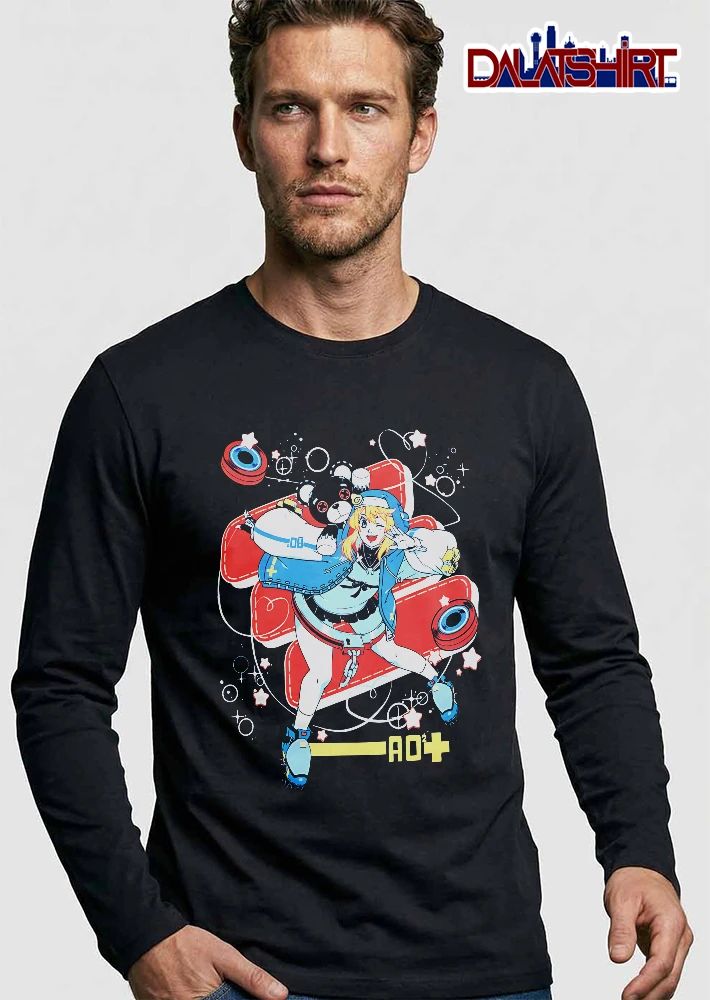 Ao2 Plus Anime Girl Winking Black Teddy Bear Red Bandages shirt
