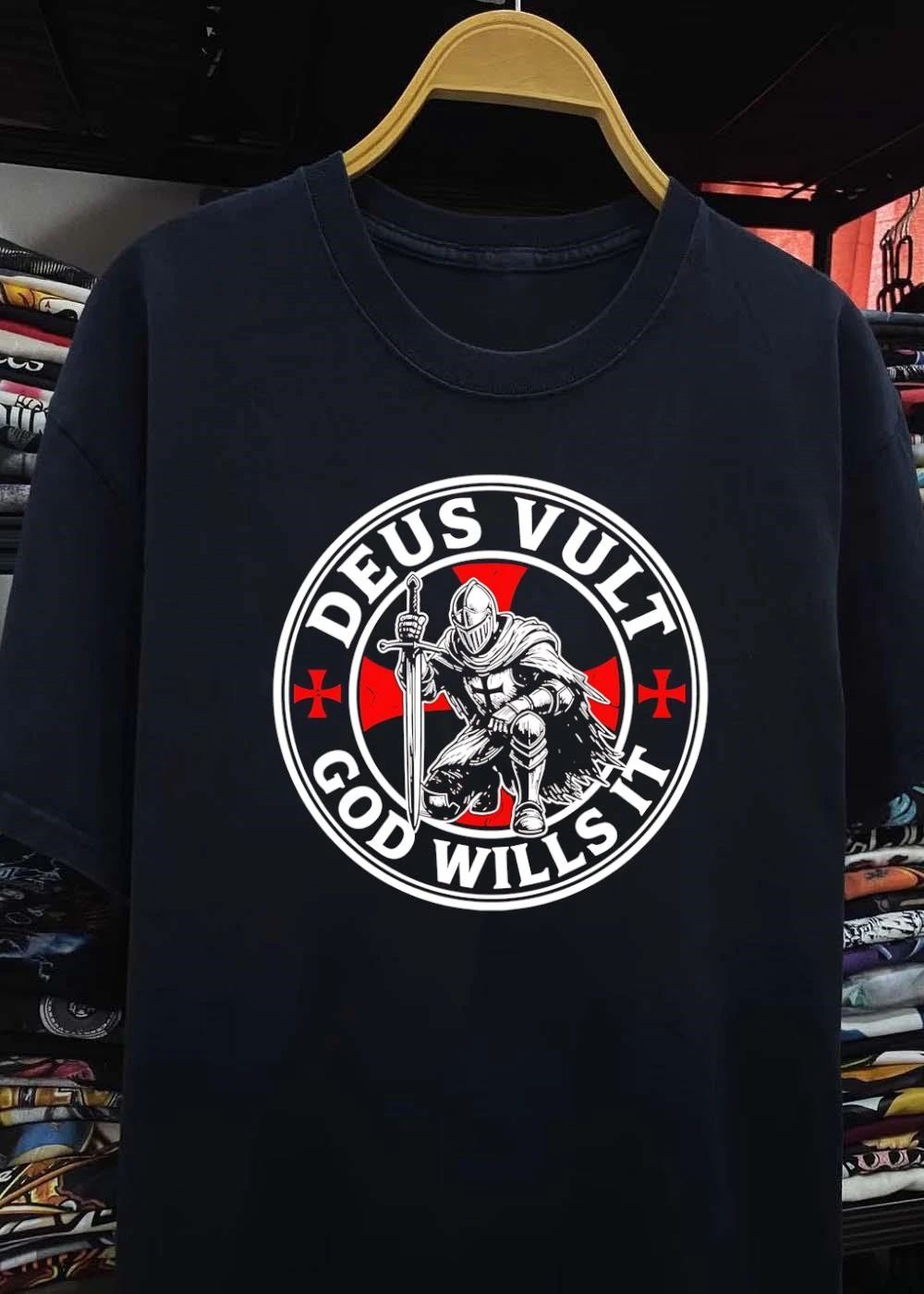 Kneeling Knight Holding Sword Deus Vult God Wills It Shirt