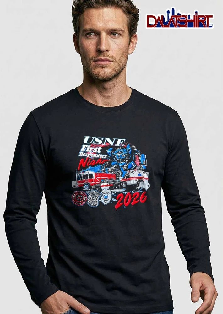 Usne First Responders Night 2026 Blue Robot Emergency Vehicles Badges shirt