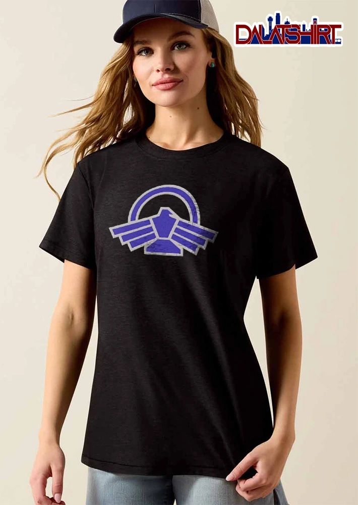 Blue Grey Geometric Falcon Bird Crest Emblem Arch Circle Ring shirt