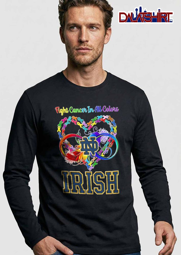 Notre Dame Fighting Irish NCAA Fight Cancer In All Colors Awareness Ribbons Infinity Symbol Heart Feather shirt