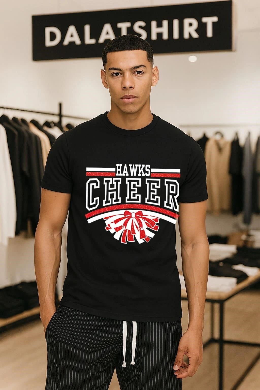 Awesome Hutchinson Hawks Cheer Maroon Glitter shirt