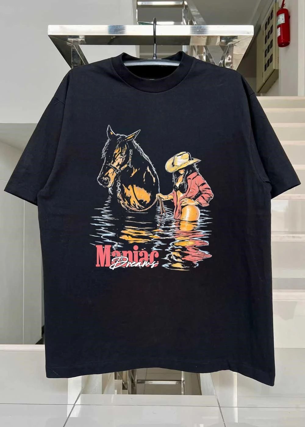 Maniac Dreams Cowgirl Leading Horse in Water shirt