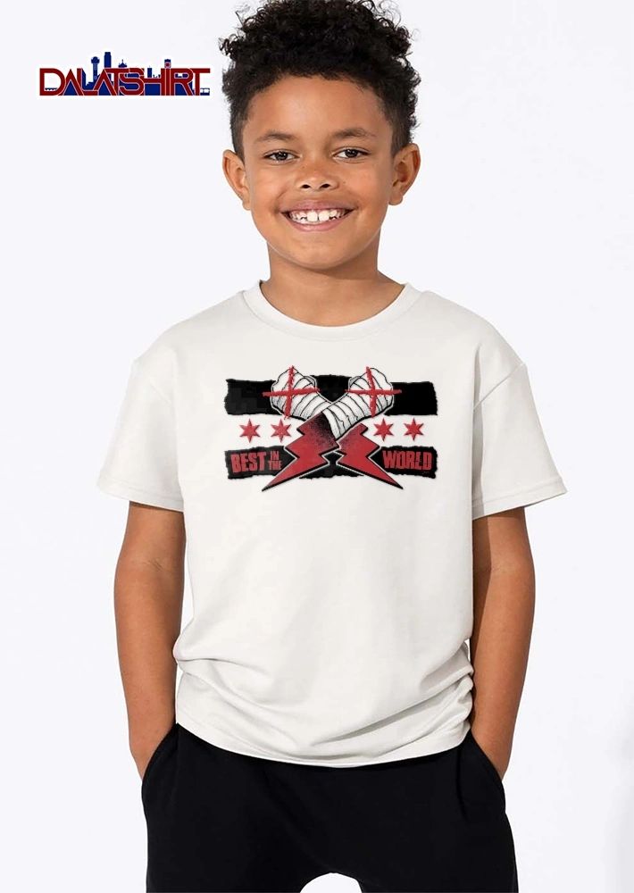 CM Punk Best In The World Crossed Taped Fists Red Lightning Bolts Chicago Flag Stars shirt