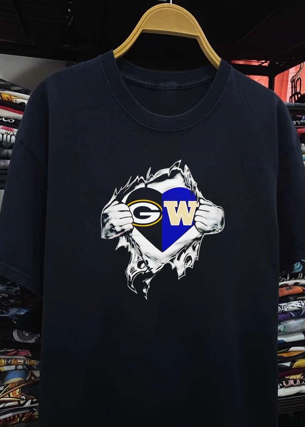 Tearing Chest Heart GW Green Bay Packers George Washington Shirt