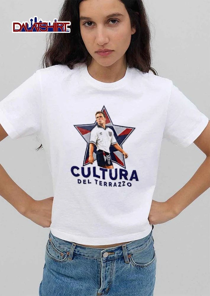 England Football Cultura Del Terrazzo Player Sticking Tongue Out Retro Star Graphic shirt