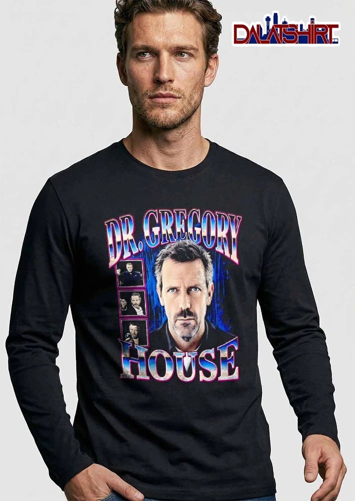 Dr Gregory House Close Up Portrait Inset Photos 90s Bootleg shirt