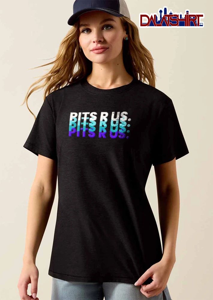 Pits Are US Layered Echo Text White Cyan Purple Gradient shirt
