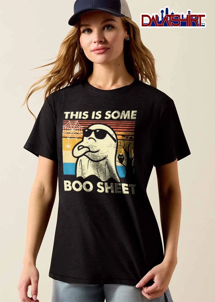 This Is Some Boo Sheet Retro Sunset Ghost Sunglasses Tree Silhouette shirt