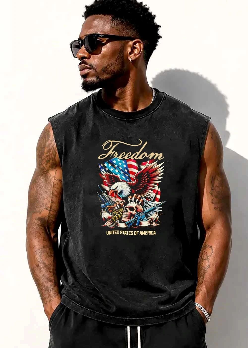 Freedom United States Of America Bald Eagle Skull Rifles American Flag shirt