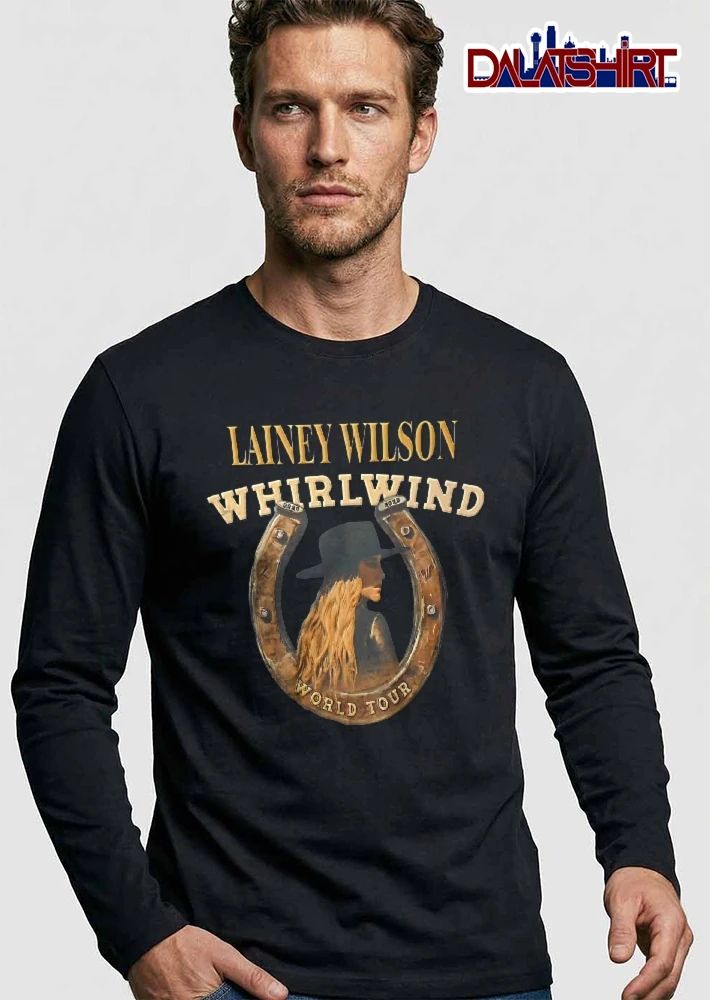 Whirlwind World Tour Lainey Wilson Woman Cowboy Hat Horseshoe Photo shirt