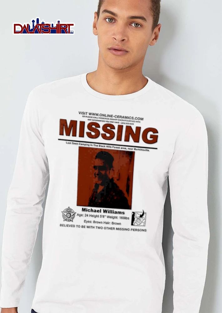 Online Ceramics Missing Last Seen Camping Michael Williams Poster Halftone Photo Sheriff Badge shirt