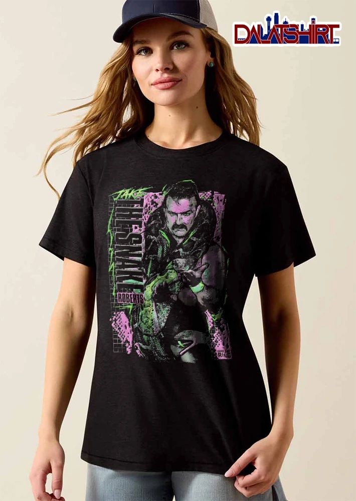 Dark Side Of The Ring Jake Snake Roberts Wrestler Python Halftone Neon shirt