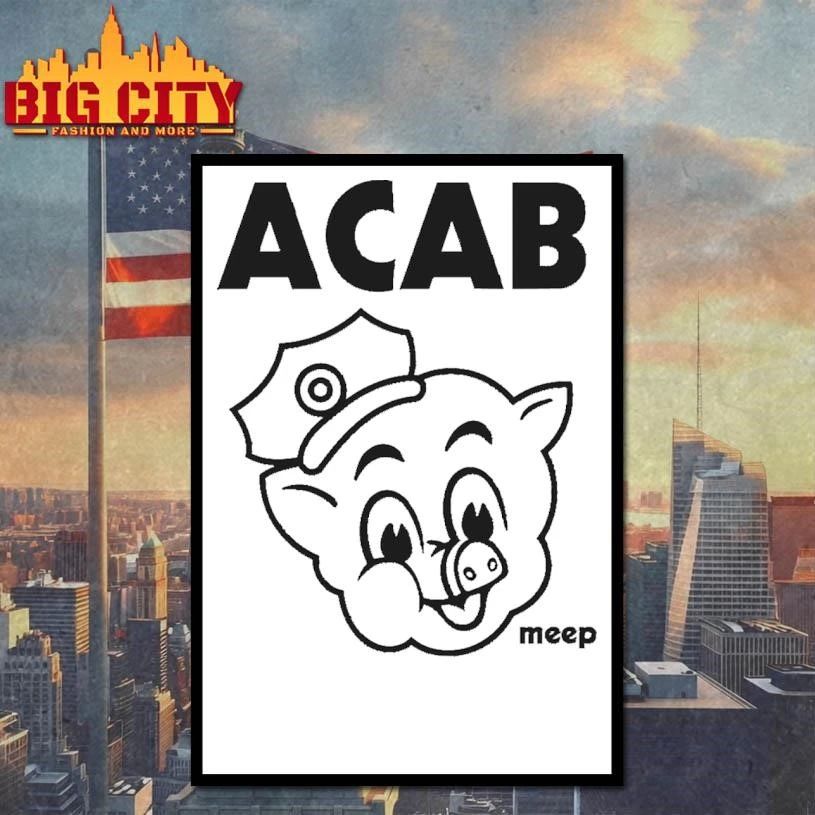 ACAB Police Pig Cartoon Vintage Anti Cop Graphic T Shirt
