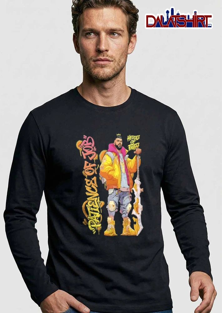 Heroes Of Faith Patience Job Bearded Man Holding Sword Cartoon shirt