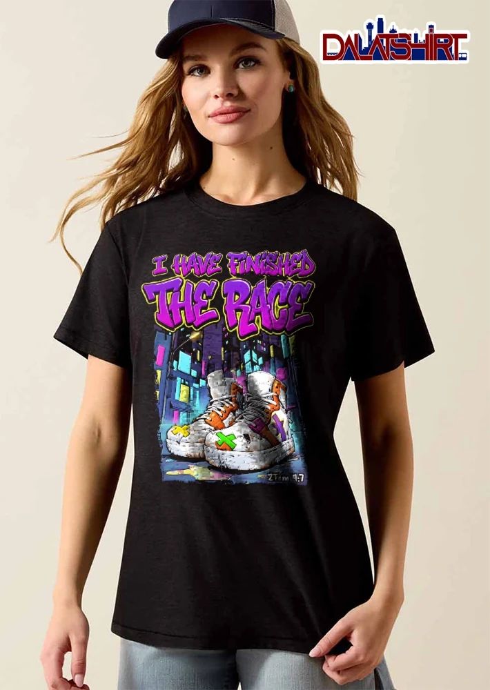 I Have Finished The Race 2 Tim 4 7 Worn High Top Sneakers Neon City Street Graffiti shirt