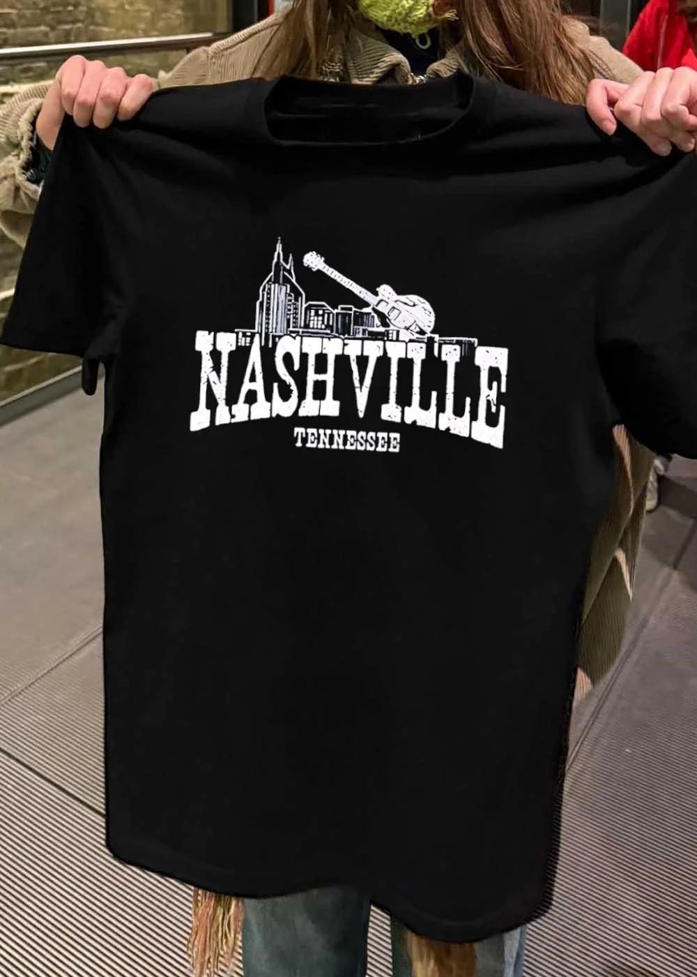 Nashville Tennessee Skyline Guitar T-Shirt