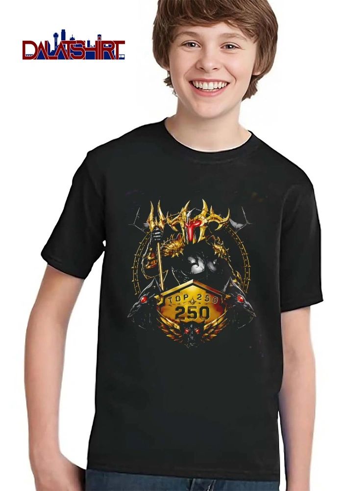 250 Golden Armored Warrior Trident Horned Helmet Crest shirt