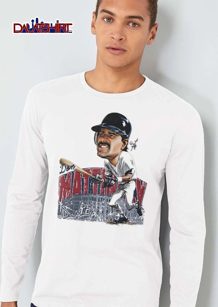 Don Mattingly Caricature Baseball Batter Running Stadium Distressed shirt