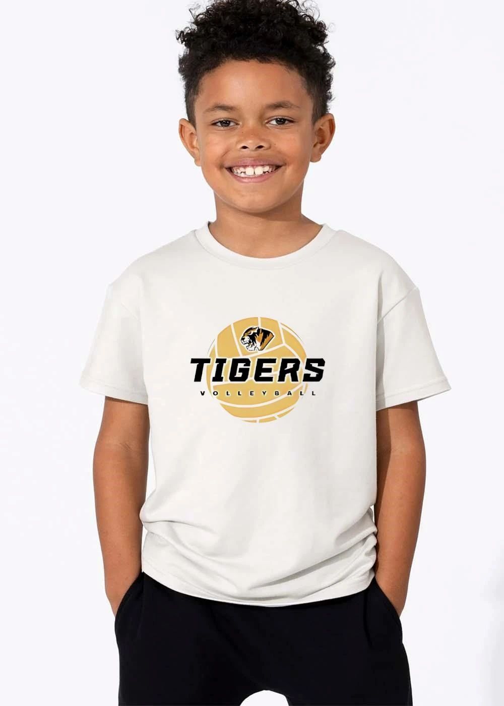 Tigers Volleyball Roaring Feline Mascot Yellow Sports Ball shirt