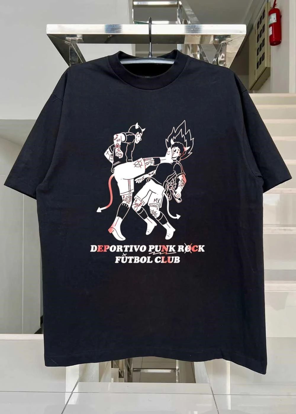 Punk Rock Devil Soccer Fighting Blood Todo Onava Goool Deportivo Punk Rock Fútbol Club Shirt