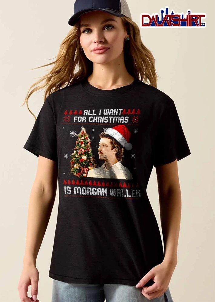 All I Want For Christmas Is Morgan Wallen Santa Hat Decorated Tree Knitted Ugly Sweater Pattern shirt