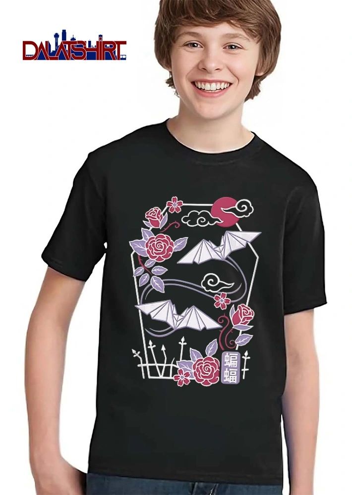 Bianfu Japanese Illustration Origami Bats Coffin Flowers shirt