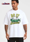 Do It Scared Cartoon White Cat Wearing Sunglasses Standing On Green Alligator Stars shirt
