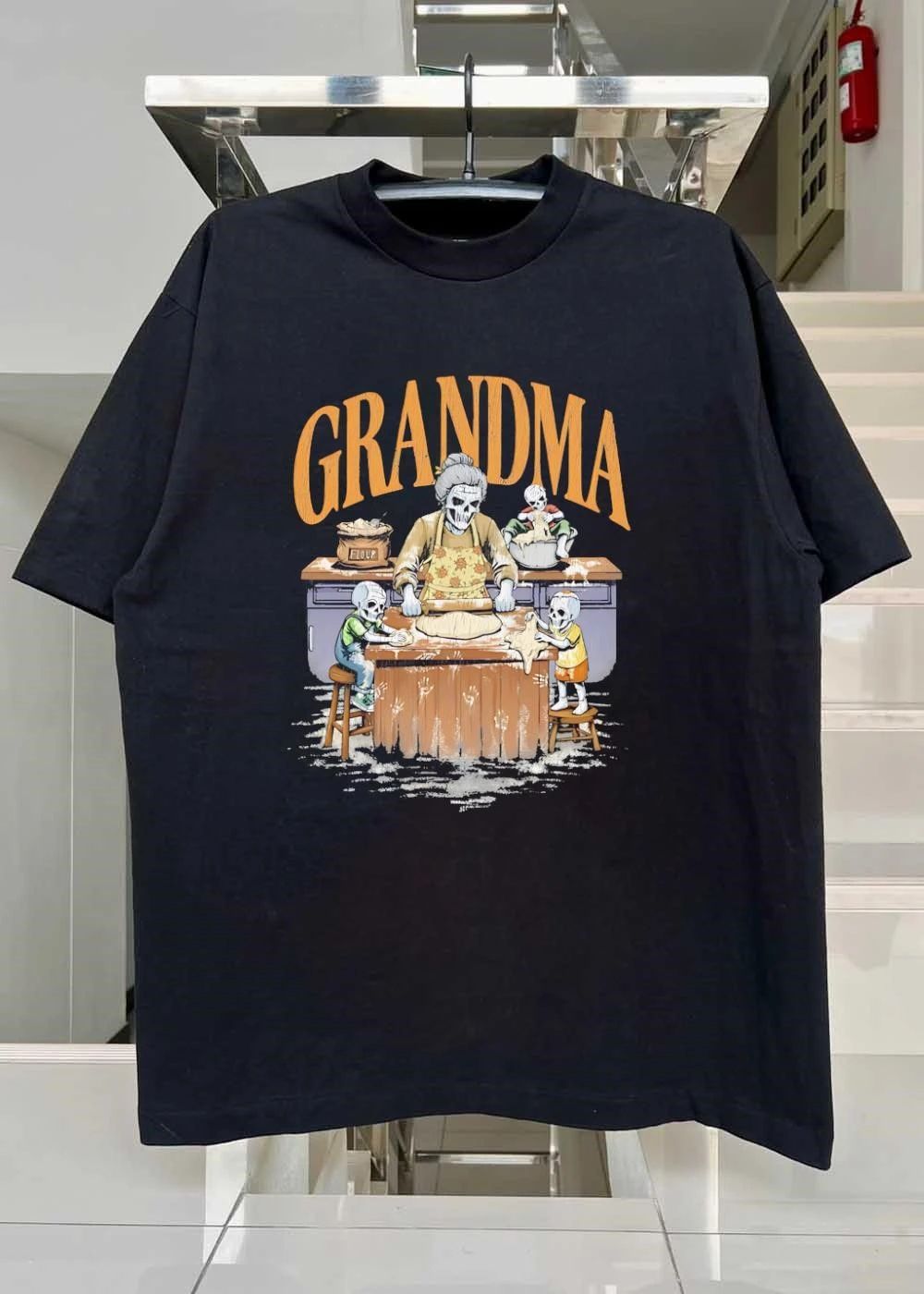 Baking With Grandma Skeleton Kitchen Flour Fun shirt