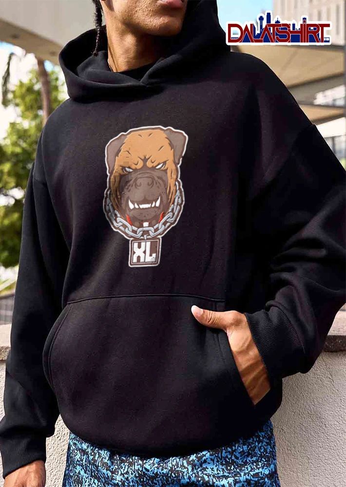 Xl Angry Growling Dog Head Chain Collar Tag Cartoon Caricature shirt