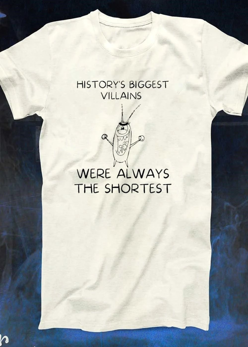 Historys Biggest Villains Were Always The Shortest Plankton Laughing Cartoon Line Art shirt