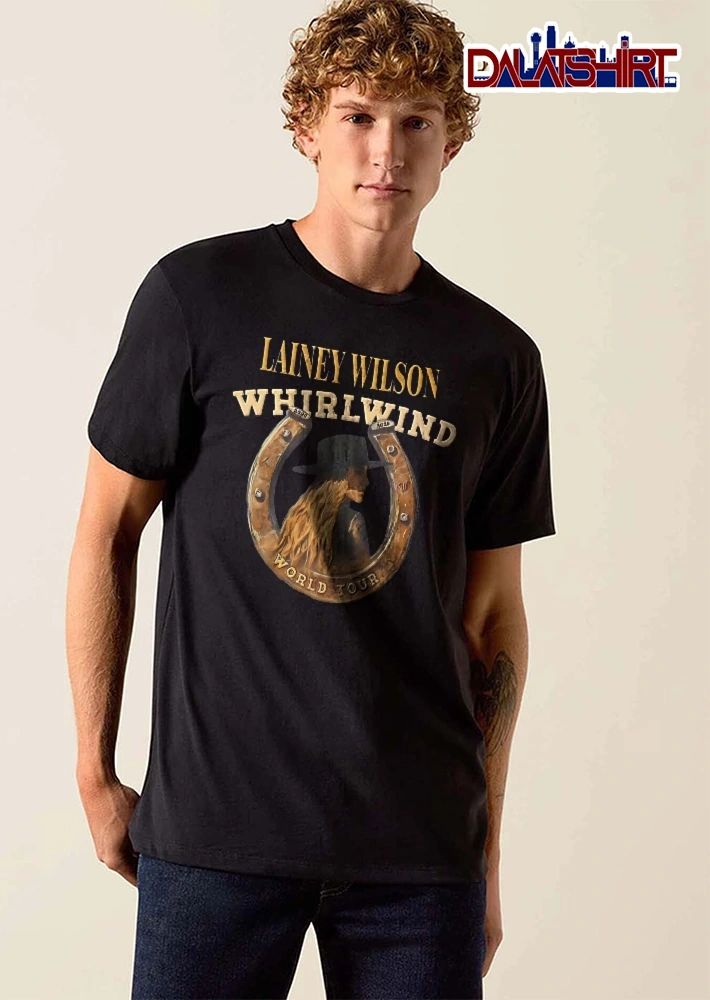 Whirlwind World Tour Lainey Wilson Woman Cowboy Hat Horseshoe Photo shirt