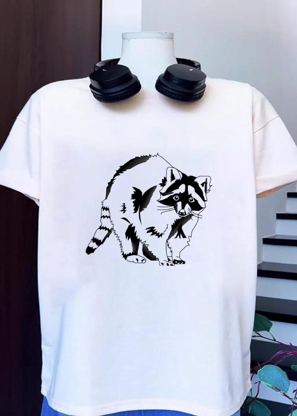 Raccoon Illustration Minimalist Graphic Style Unisex shirt