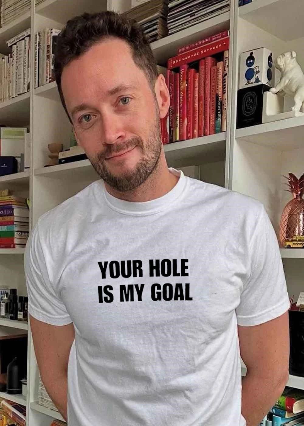 Your Hole Is My Goal Bold Black Sans Serif Lettering Typography shirt