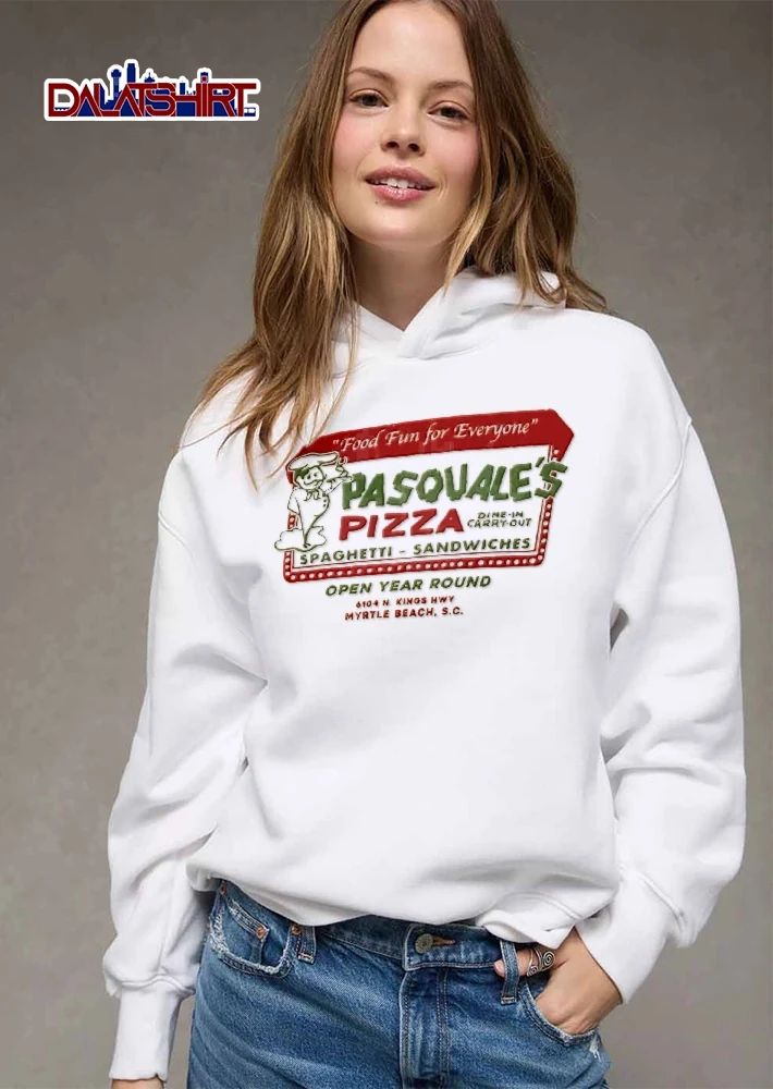 Pasquales Pizza Food Fun For Everyone Spaghetti Sandwiches Myrtle Beach Retro Cartoon Chef Mascot Marquee Sign shirt