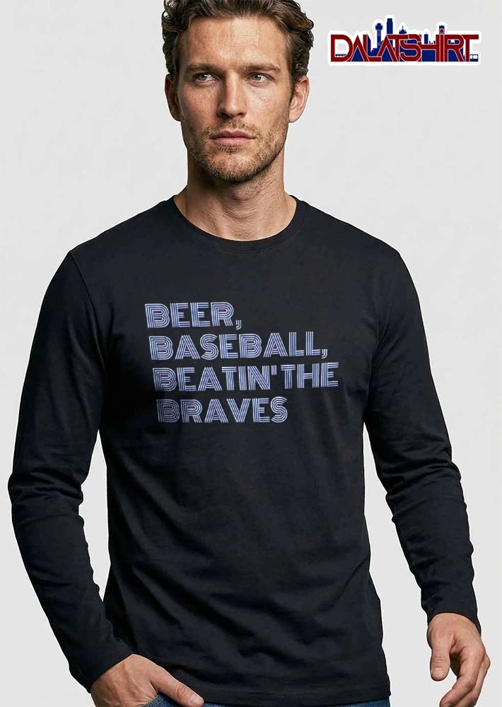 Beer Baseball Beatin The Braves Retro Striped Line Typography shirt