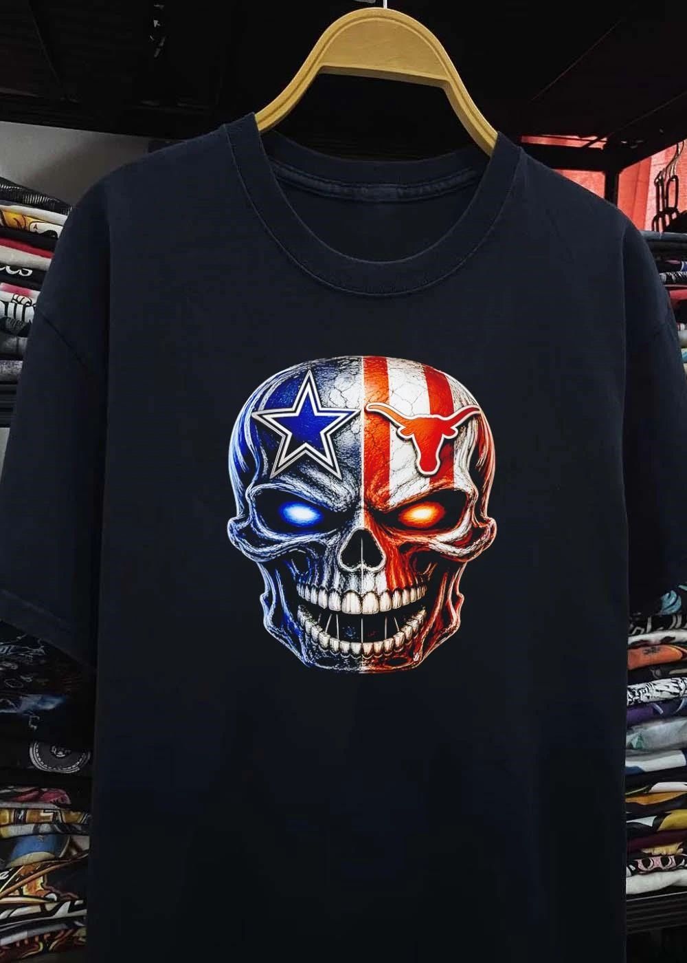 Skull Art Dallas Cowboys Texas Longhorns T-Shirt