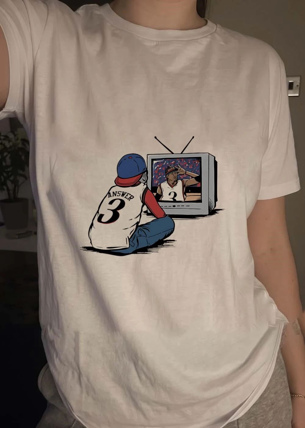 Allen Iverson Celebrating 3 Answer 76ers T-Shirt