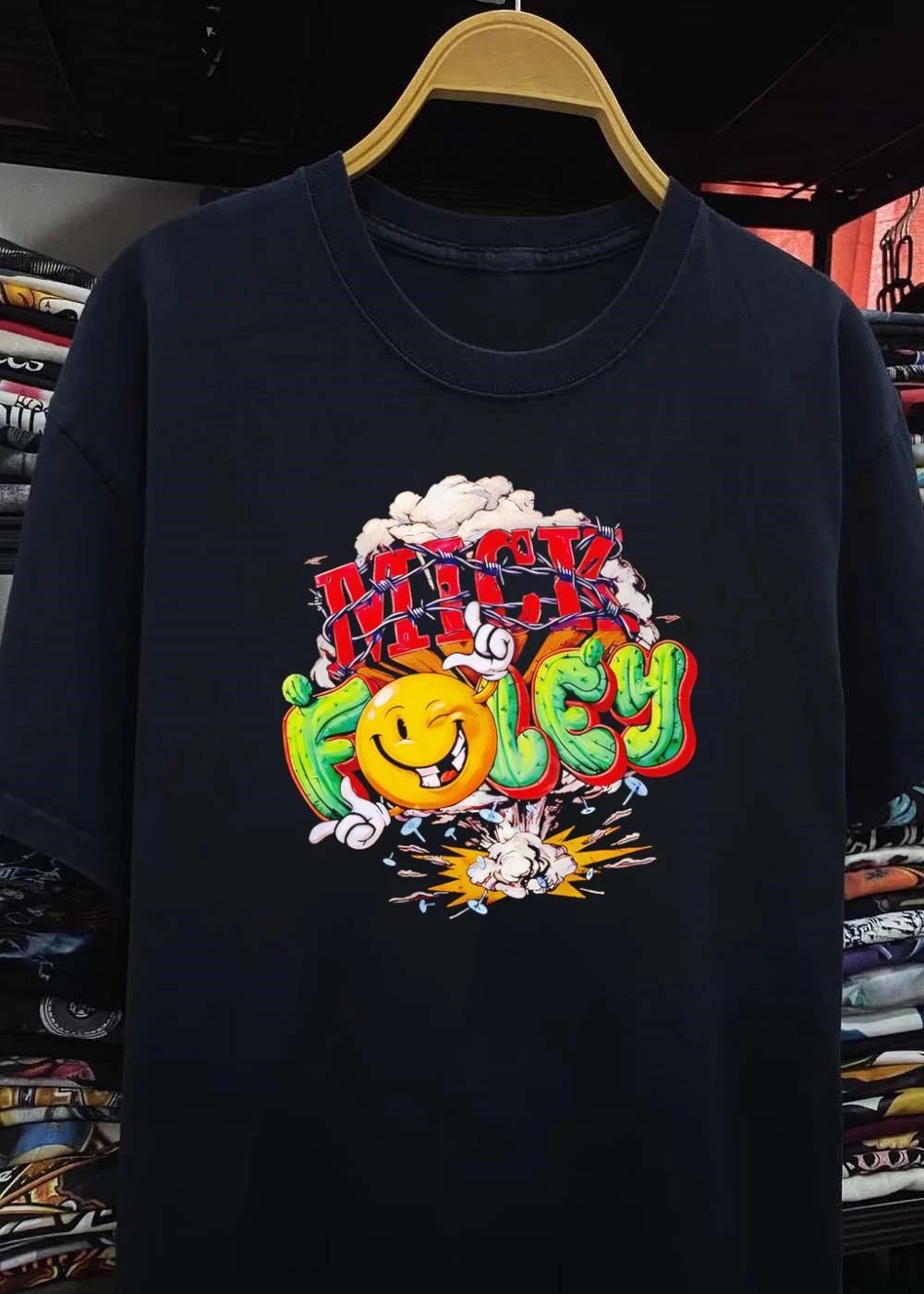 Mick Foley Thumbtack Cactus Smiley Face Graphic shirt